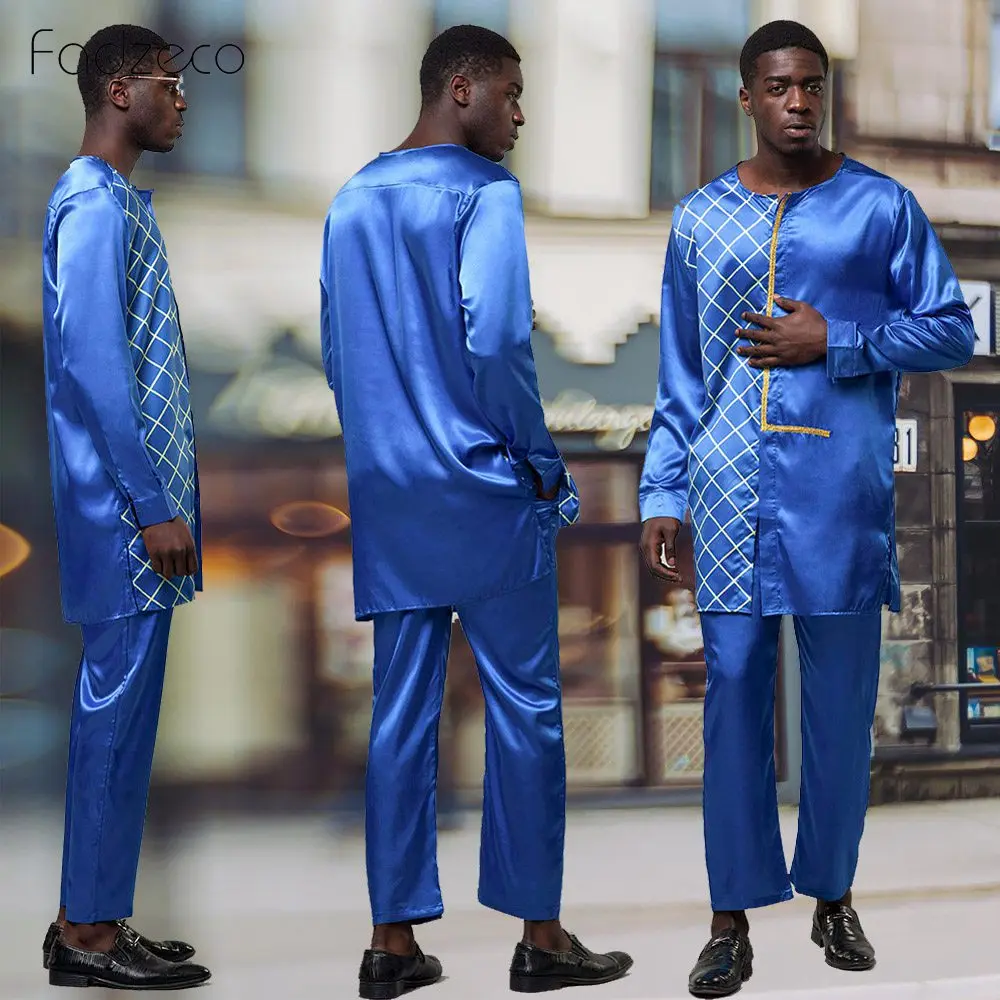Мужской комплект из 2 предметов Fadzeco Dashiki топа и брюк в африканском стиле