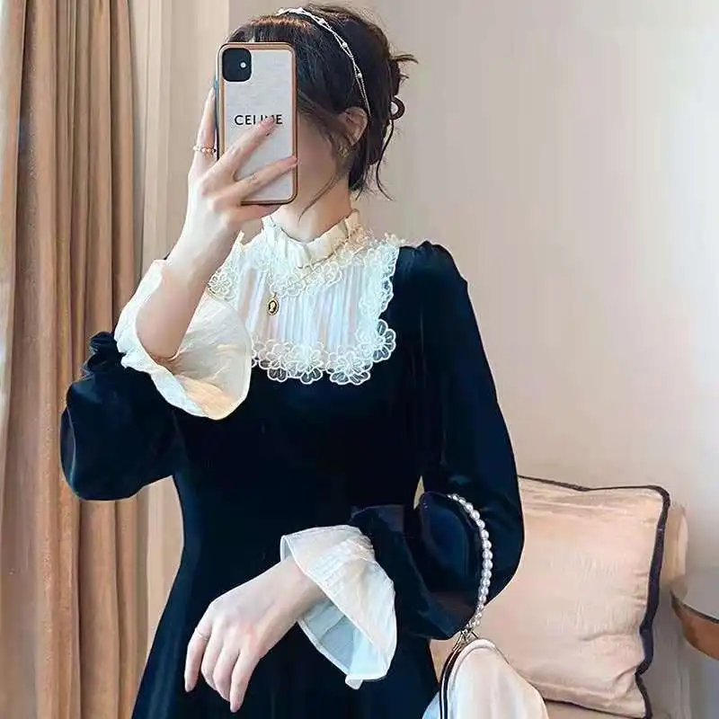 Весеннее Приталенное кружевное вечернее платье Woherb женское цельное французское