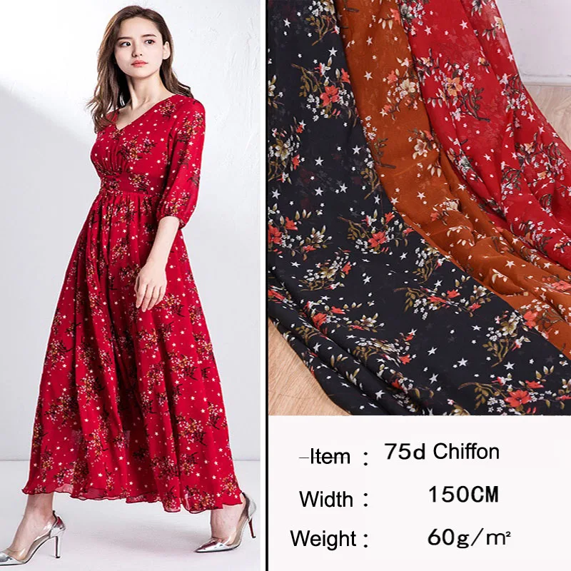 Тюлевая ткань из мягкого шифона с цветочным принтом для классических рубашек