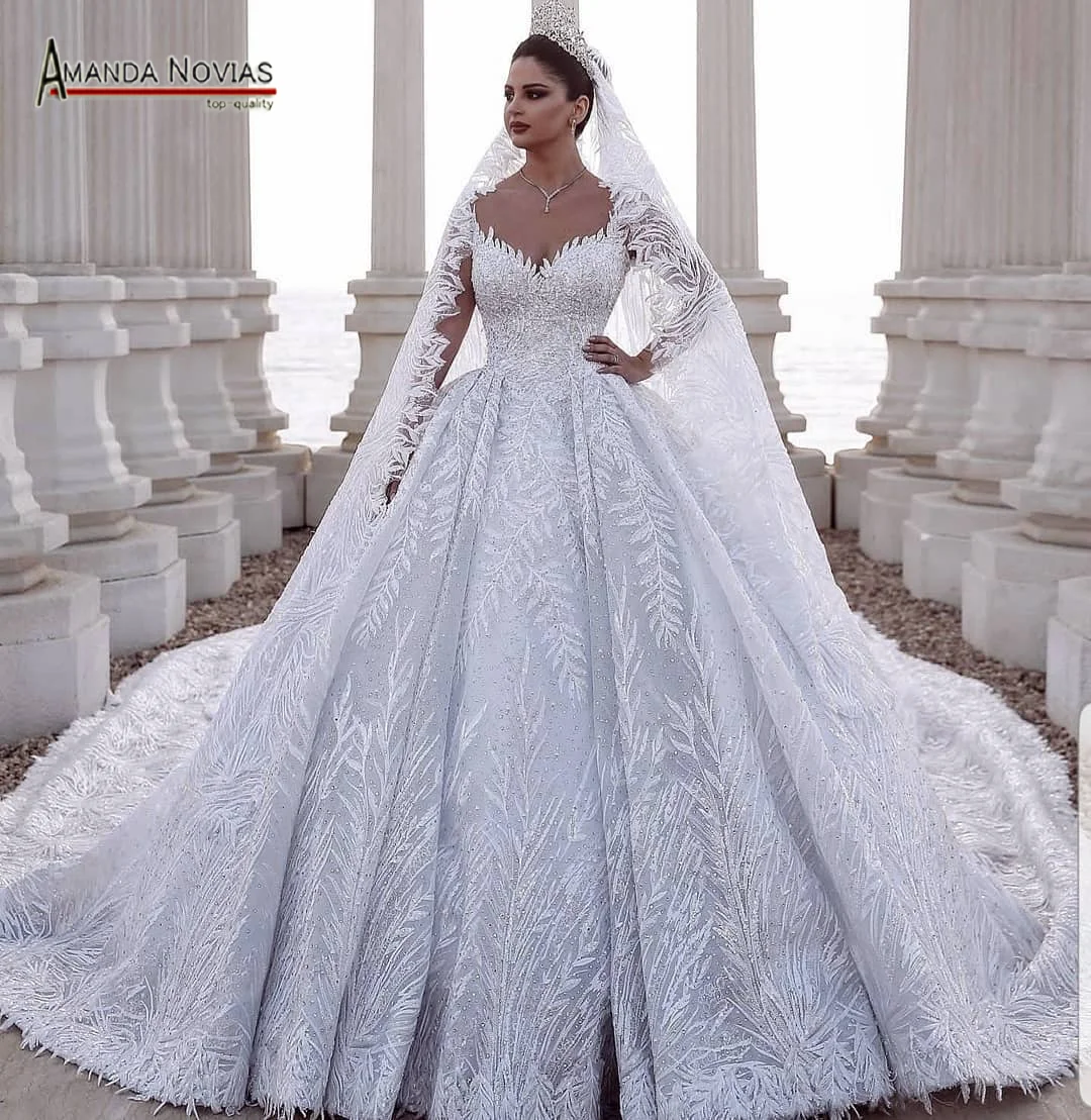 2020 Принцесса бальное платье свадебное с роскошной кружевной длинной