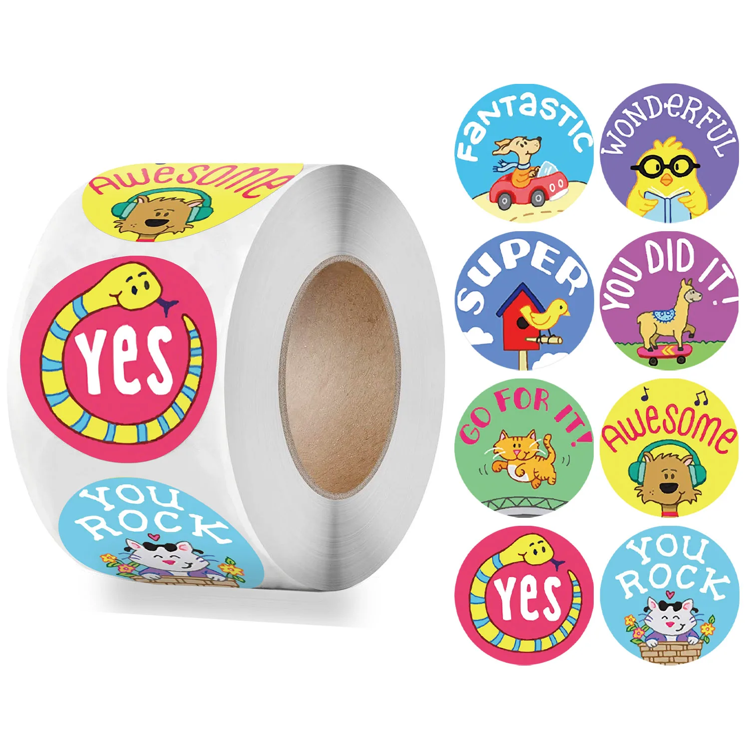 

500Pcs Reward Stickers Encouragement Round Sticker For Kids Motivational Stickers With Cute Animals For Students Teachers