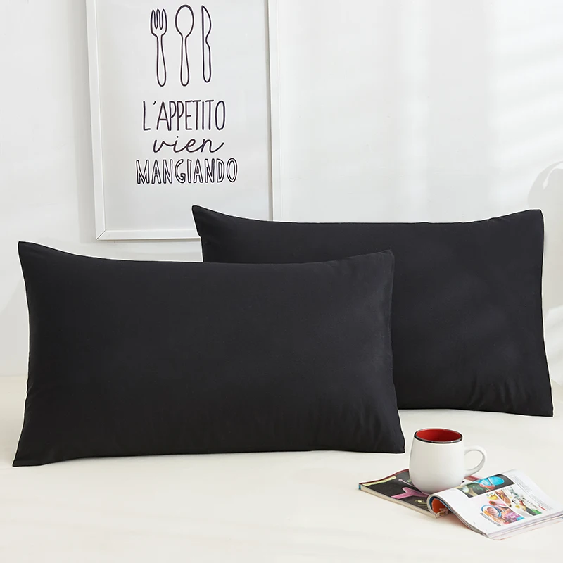 

100% Cotton Pillowcase Solid Color Pillow Case Bedding Black Pillow Cover Envelope Custom Pillow Case Cover 40x60 40x70 50x70