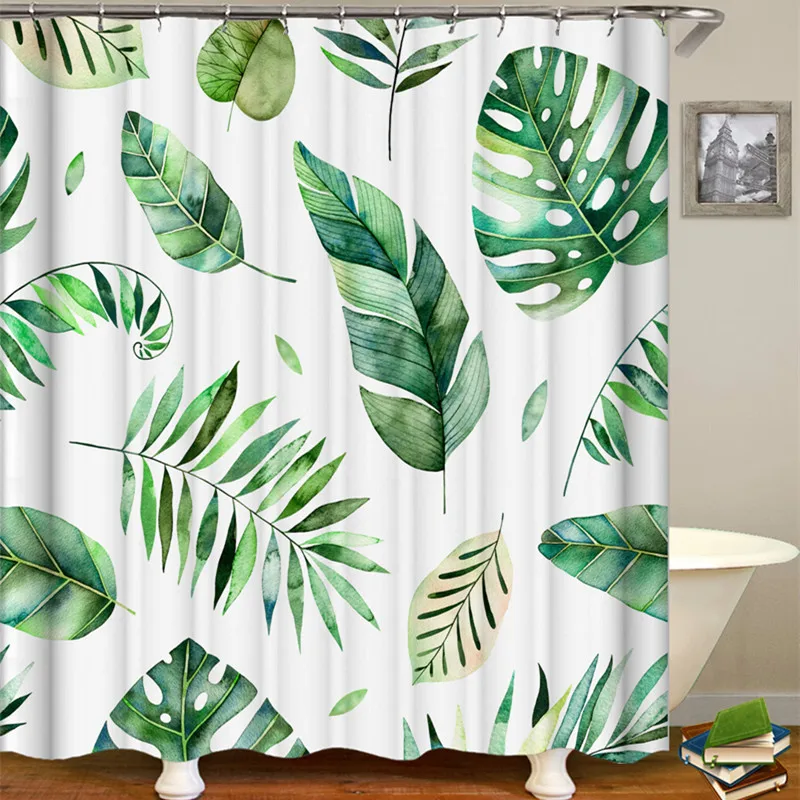 Тропические растения полиэстер ткань ванна шторка для ванной украшения