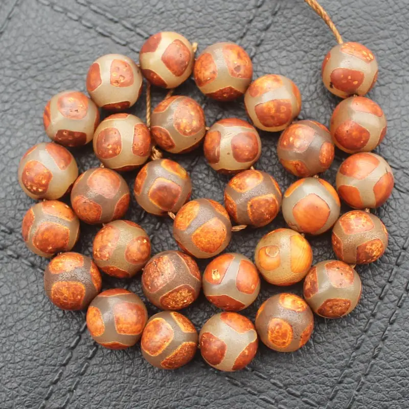 Круглые бусины из агата дзи с античным узором коричневые для футбола означают