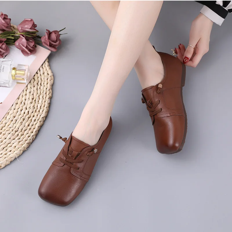 2020 Осенняя Новинка Женские тонкие туфли в стиле ретро Оригинальные ручной работы