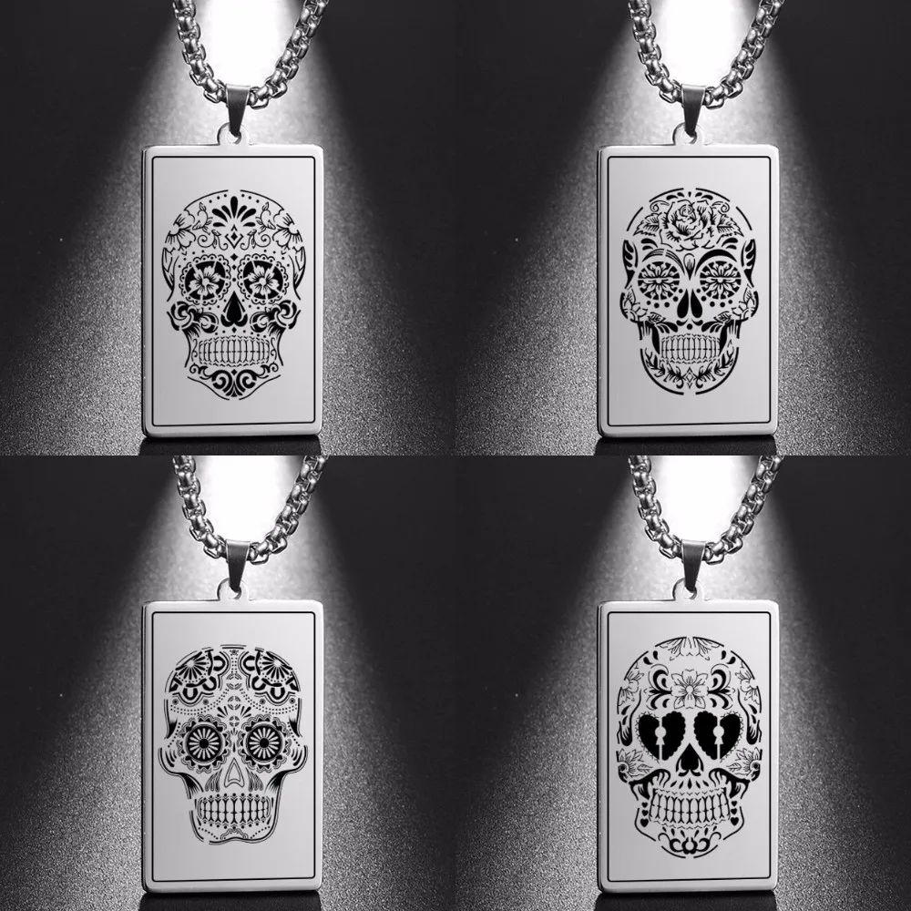 

Punk Vintage Skull Chain Pendant Necklace for Women Men Hip Hop Statement Necklaces Stainless Steel 316l Gothic Jewelry Gifts
