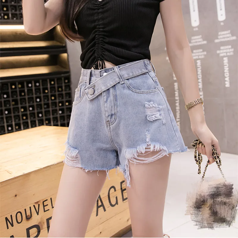 

Denim Shorts Women Cool Fashion Retro Wide Leg Chic Lovely Vintage Washed Streetwear Plus Size Casual Shorts
