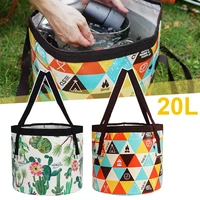20l folding bucket with handle portable lightweight collapsible water container for camping fishing hiking gardening car washing