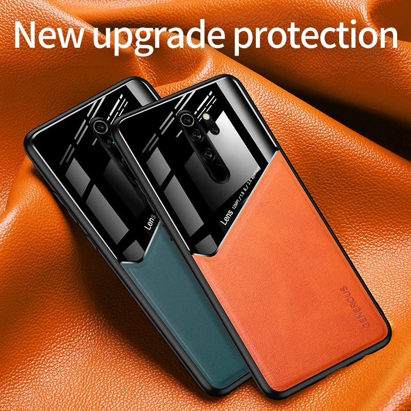 Чехол для Redmi Note 8 Pro из искусственной кожи и глянцевая задняя крышка мягкая рамка