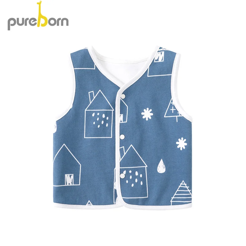 Pureborn/весенне осенний жилет для малышей Хлопковый Легкий девочек и мальчиков