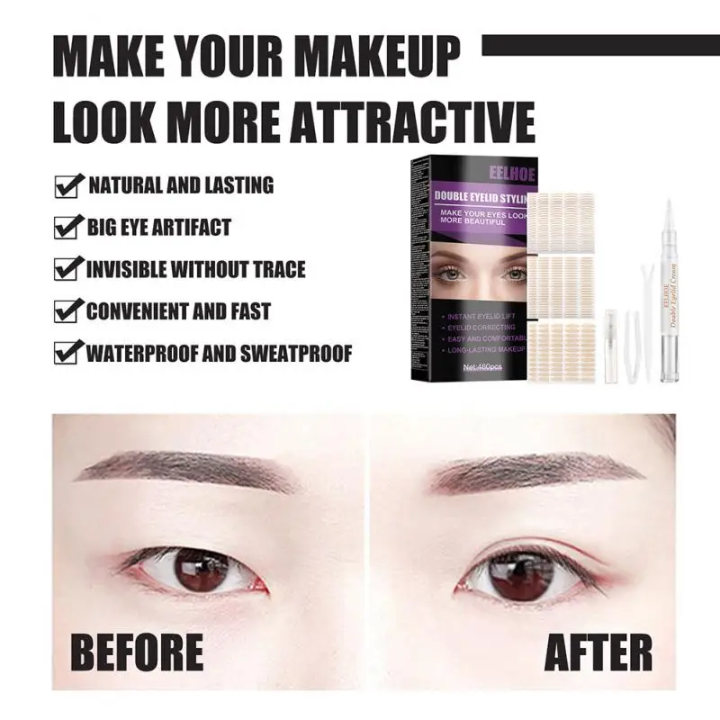 

1 Set Of Double Eyelid Stickers To Enlarge Eyes Invisible Natural Double Eyelids Convenient Waterproof Make-up Tool