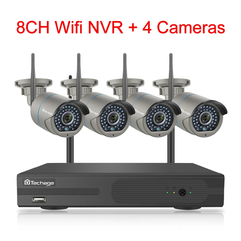 H.265 8CH 1080P 2MP Беспроводная NVR система видеонаблюдения двухсторонняя аудио ИК уличная WiFi ip-камера P2P комплект видеонаблюдения 1 ТБ HDD - Цвет: Серый