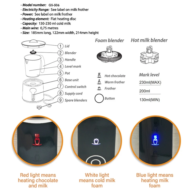Автоматический Электрический молочный Пенообразователь для горячего и