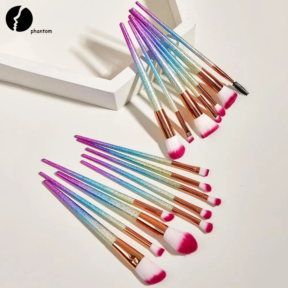 

Набор кистей для макияжа, 16 шт., матовые, блестящие, радужного цвета, кисти Кабуки для основы, градиентные, фиолетовые, синие, инструменты для ...