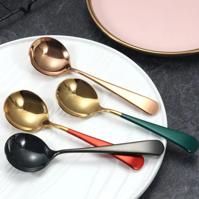 

30 Colors Stainless Steel Spoon Gold Spoon for Ice Cream Dinner Tableware Gold Plated Dessert Tea Coffee Spoons Tableware Supply