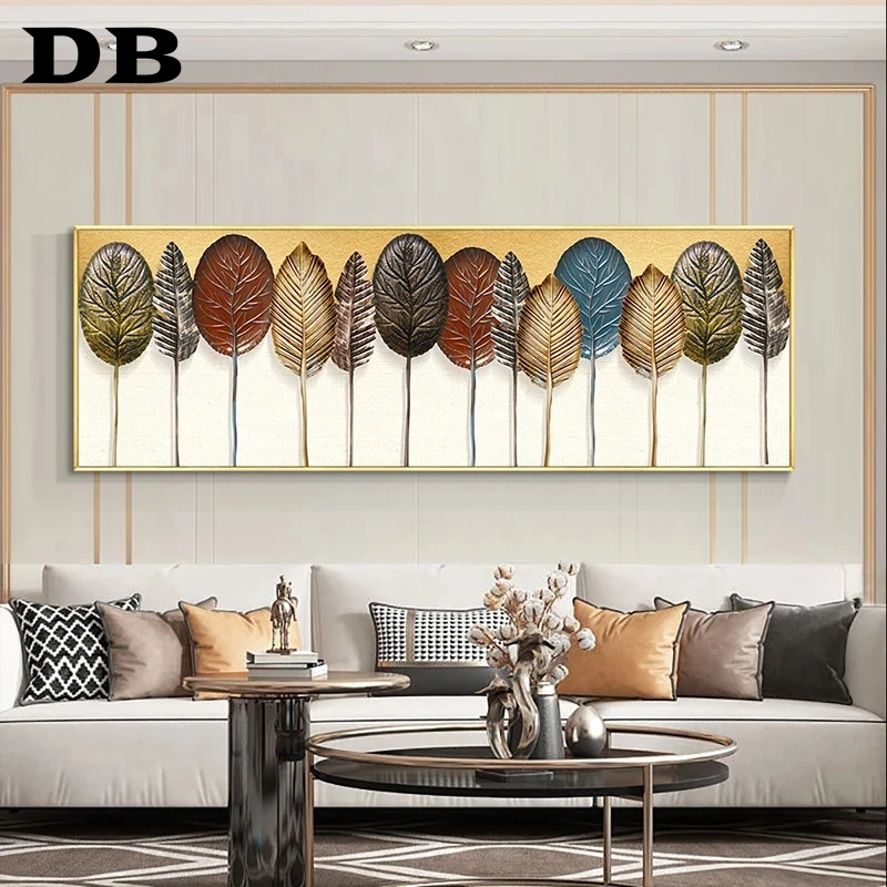 

Modern Abstract Various Leaves Painting On Canvas Print Nordic Poster Wall Art Picture For Living Room Home Decor Frameless