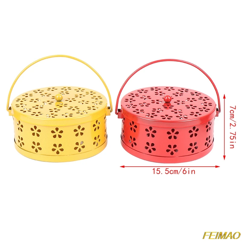

Garneck Iron Mosquito Coil Holder Retro Portable Round Fireproof Incense Holder