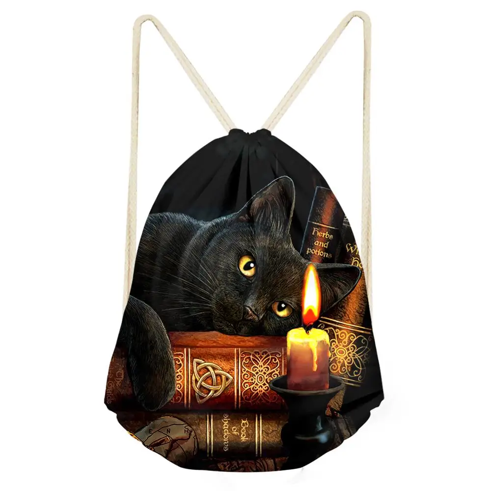 

HaoYun/женские сумки на шнурках; Маленькая готическая обувь с рисунком кошки; С карманами; С рисунком животных; Для девочек; Мини-сумка-Органайз...