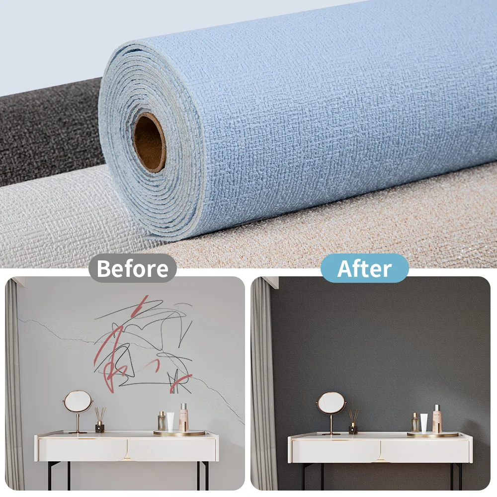 Водостойкие обои для кухни гостиной ванной комнаты самоклеящиеся однотонные