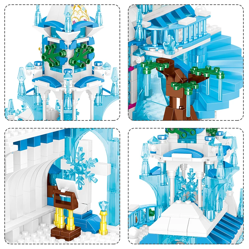 

Princess Snow World Series Ice Castle Astronomical Bell Tower Compatible Girls Friends Building Blocks Bricks Toys