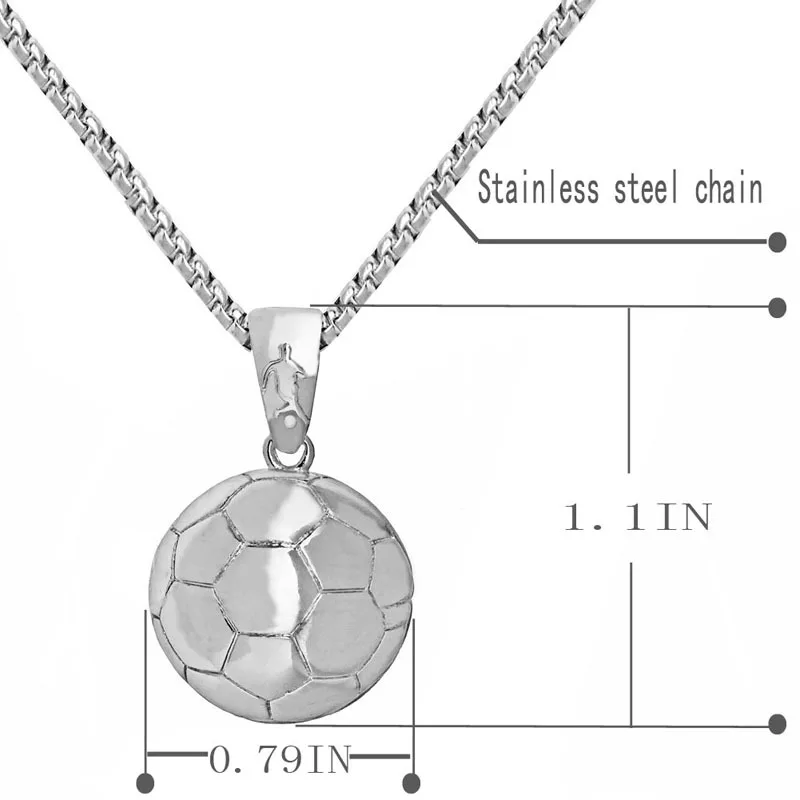 

Titanium Steel Fashion New Arrival Sports Soccer Ball Pendant Football Necklace Metal Link Chain Men Women Jewelry