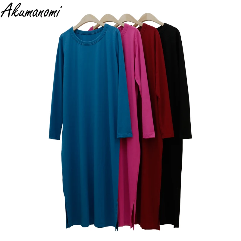 Plus Size Dresses Cotton 6xl 7xl 8xl 9xl 10xl Spring Autumn Women Clothing Long Sleeve Vintage Black Maxi Dress Female Casual