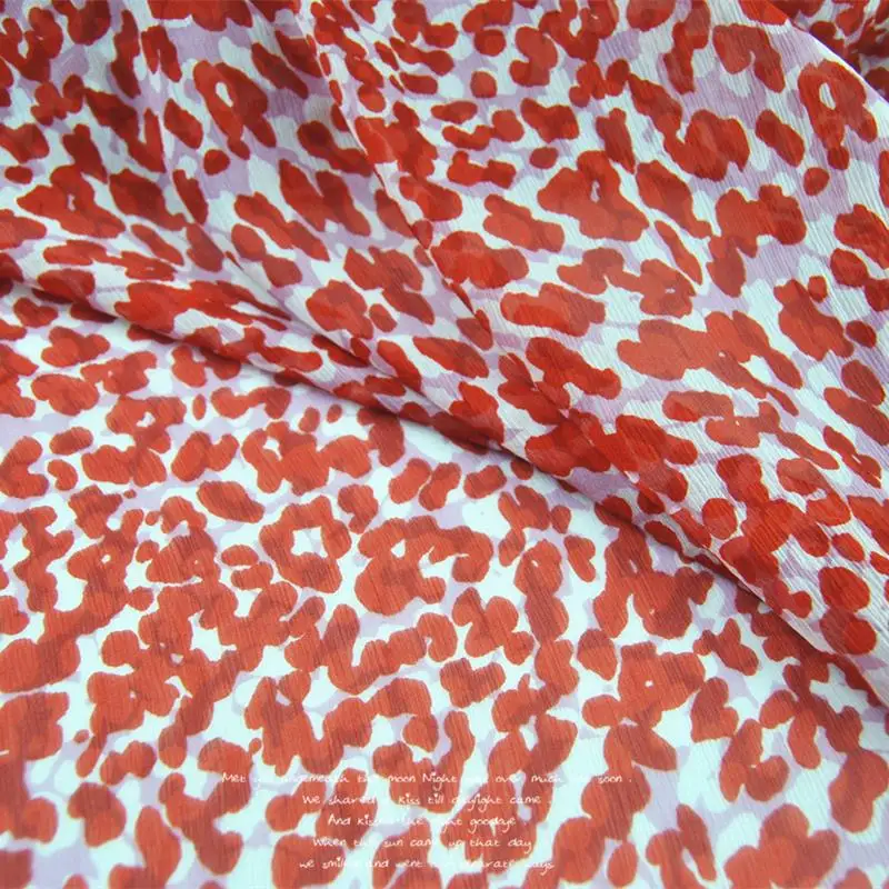 

Silk Georgette Chiffon Fabric Dress Small Orange Flower Lightweight Skirt DIY Sewing