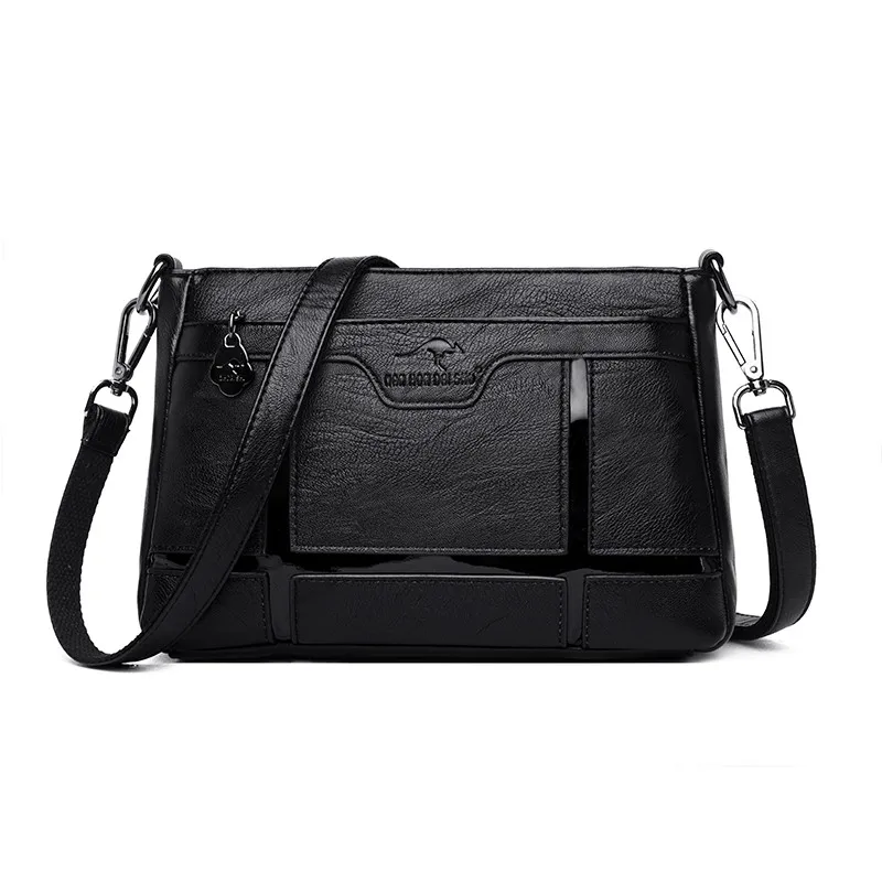 BLACK Женская сумка-почтальонка Женская Bolsa кожаные роскошные сумки женские сумки дизайнерские Sac основной дамские повседневные сумки на плечо для женщин - Цвет: BLACK