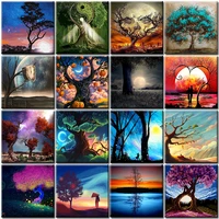 landscape tree diy oil painting by number kit modern wall art picture by number adult acrylic paint on canvas for home decor set