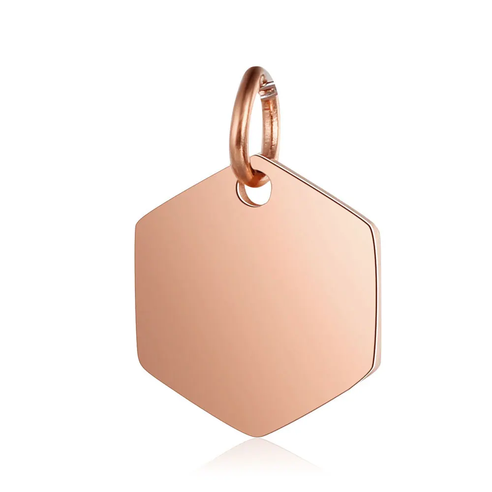 

Jaymaxi Geometric Engraved Charms Stainless Steel Mirror Polished Custom Made Logo Tag for Jewelry Making 20PCS/LOT