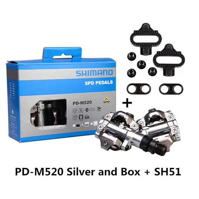 SHIMANO PD-M520/PD-M540 замок шаг горный велосипед самоблокирующаяся педаль с SH51 замок часть может добавить PD22 Замок кусок абсолютно новая коробка - Цвет: M520Silver No PD22
