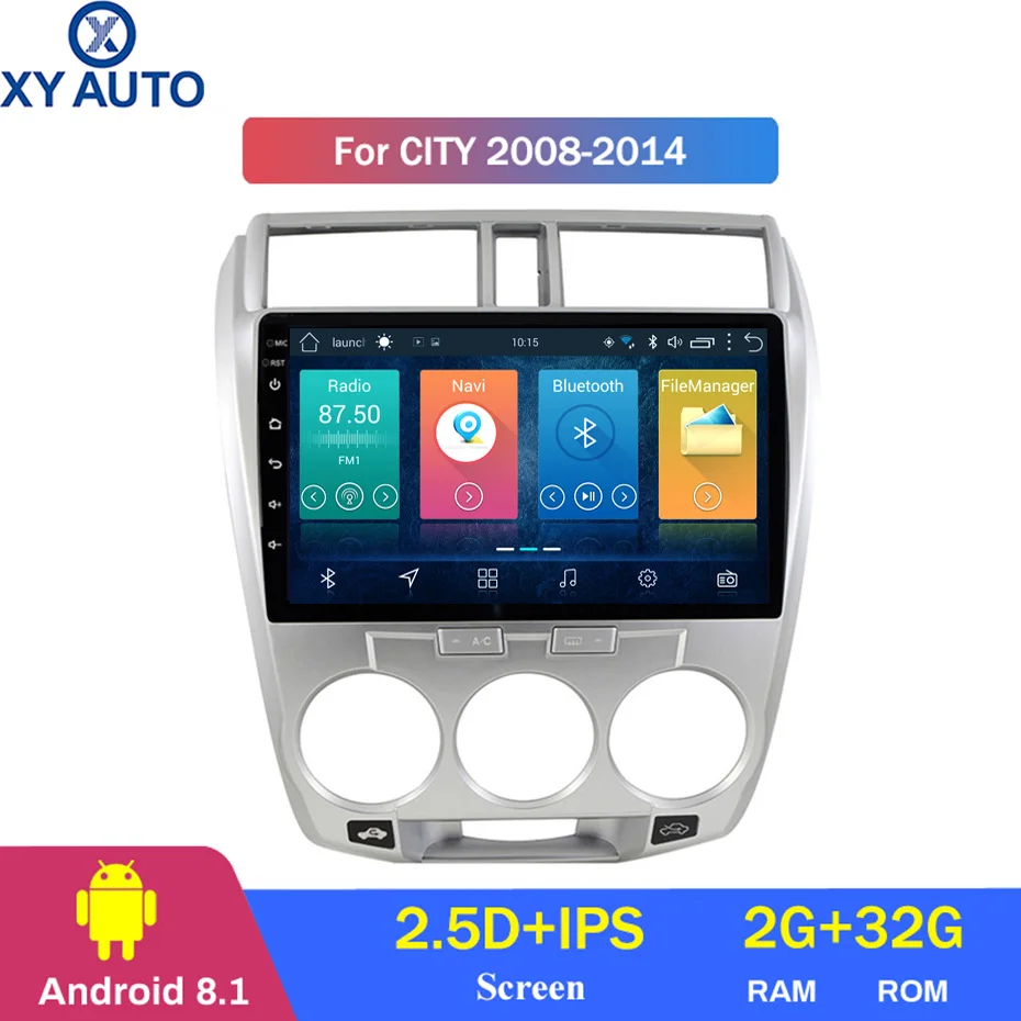 10 1 дюймов 2.5D IPS HD Мульти-сенсорный экран Android8.1 2G RAM 32G ROM NAVI для Honda City 2008-2014 с Bluetooth USB