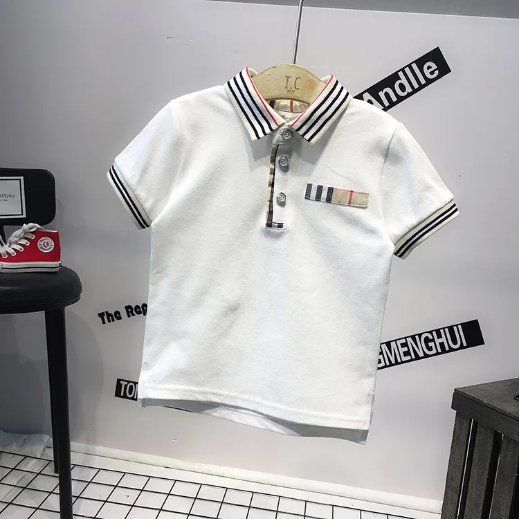 Детская Хлопковая футболка B детский топ для мальчиков и девочек клетчатая в