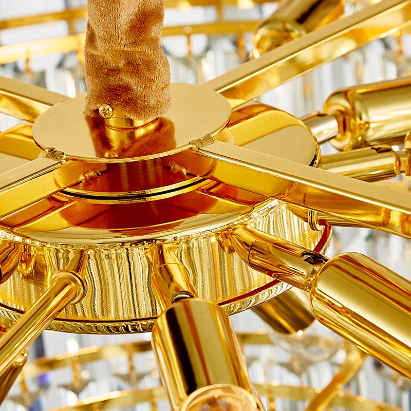 Современная Золотистая люстра роскошный круглый хрустальный светильник для