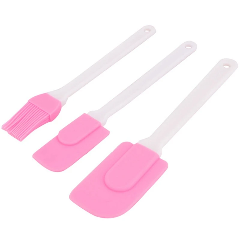Набор из 3 шт. силиконовых совок для крема, выпечки и пастри, кухонный совок, миксер, кисти для торта, масла, розовый инструмент.