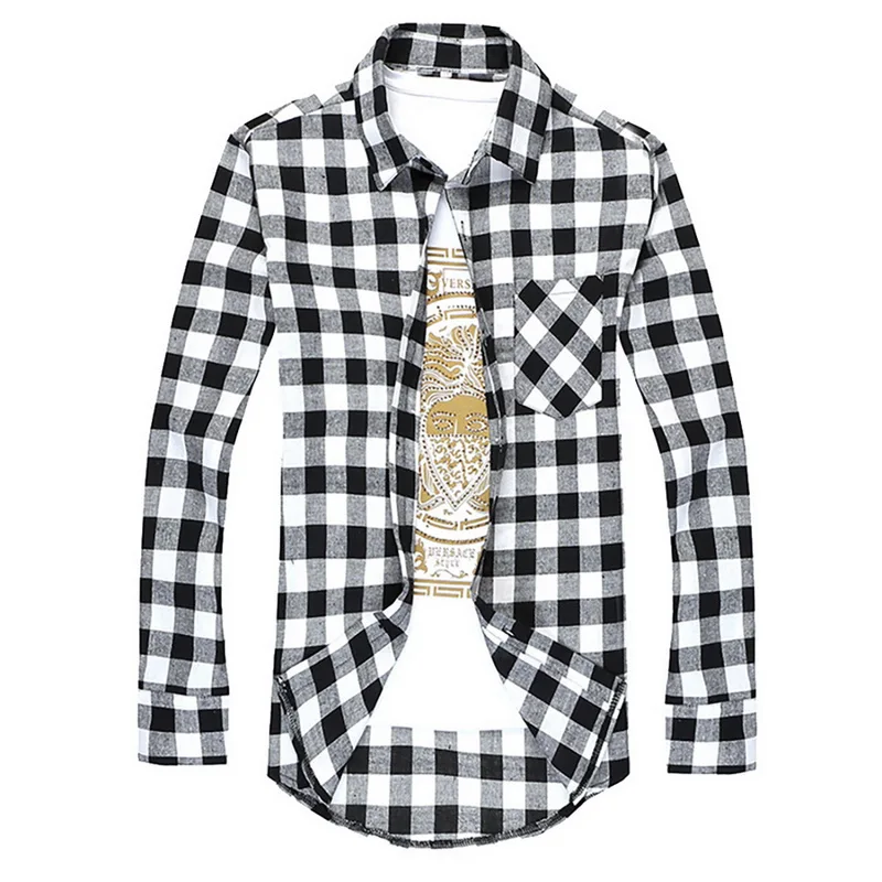 

MONERFFI Plaid Men Shirts Summer Mens Checkered Long Sleeve Shirt Men Blouse Camisa (suggest buy 2 size up)