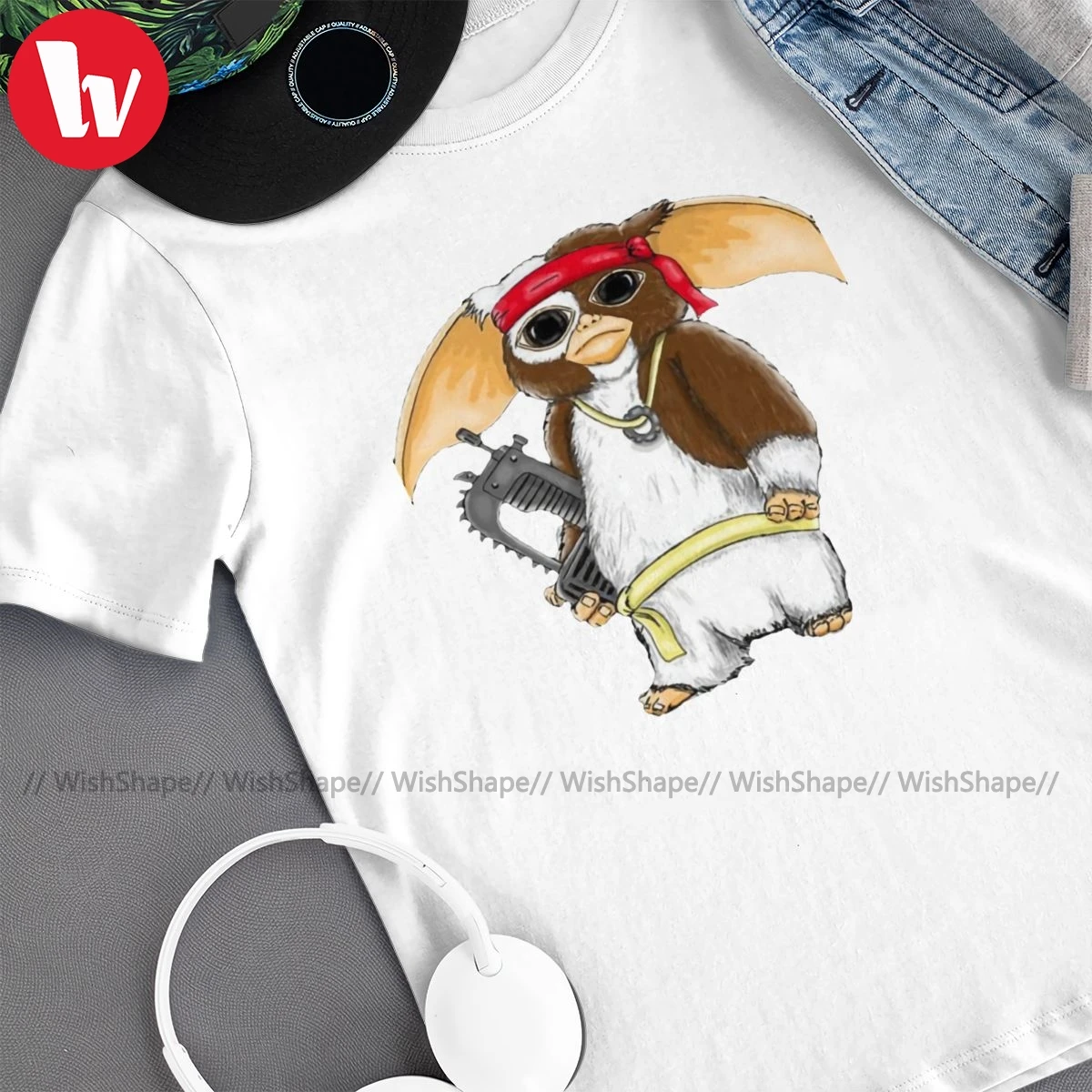 Gizmo Gremlin футболка Повседневная мужская с коротким рукавом 5x Милая принтом из 100