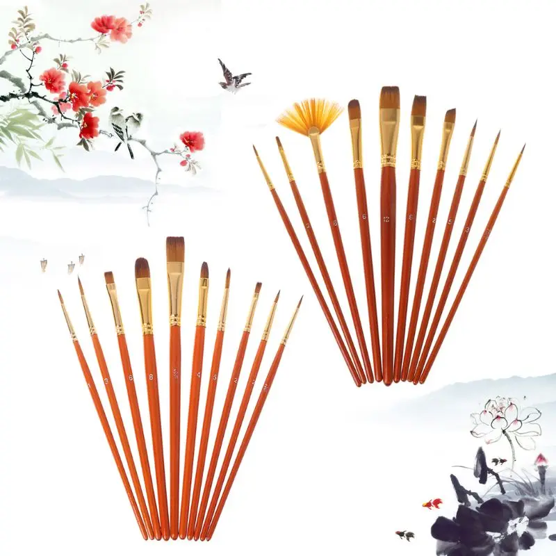 

20Pcs Artist Paint Brush Set Nylon Hair Watercolor Acrylic Oil Painting Drawing Supplies