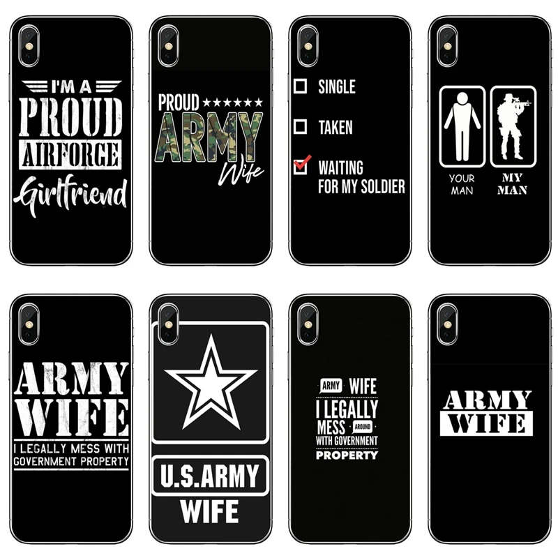 Мягкий силиконовый чехол для телефона армейская жена iPhone 11 Pro XS Max XR X 8 7 6 6S Plus 5 5S SE 4