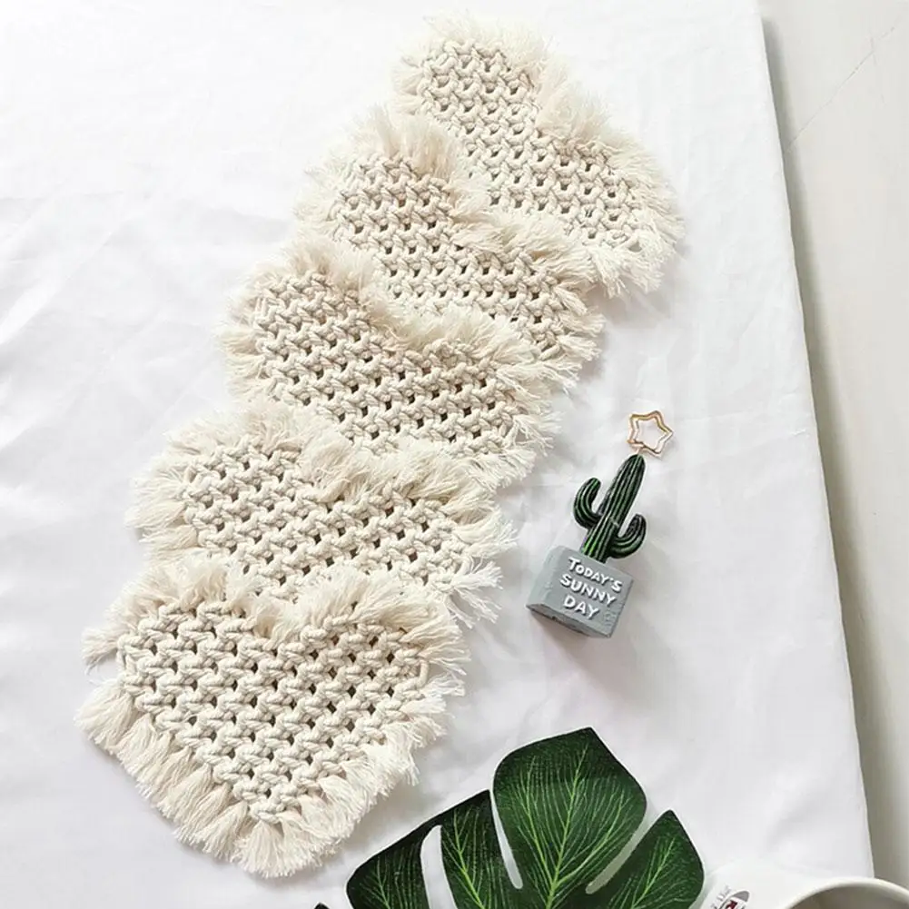 Плетеная подставка богемная скатерть маленькая ручной работы DIY настольное