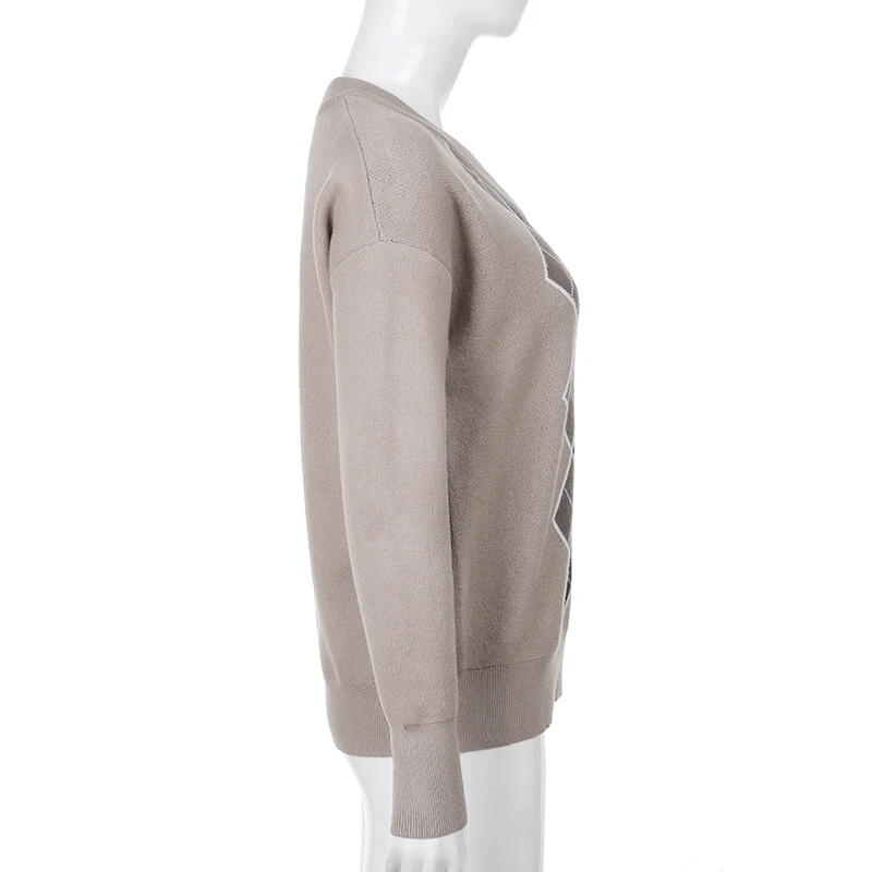 

Preppy Style Vintage V Neck Sweater Women Autumn Casual Argyle Plaid Y2K Jumper Female Korean Fashion Pullover Winter