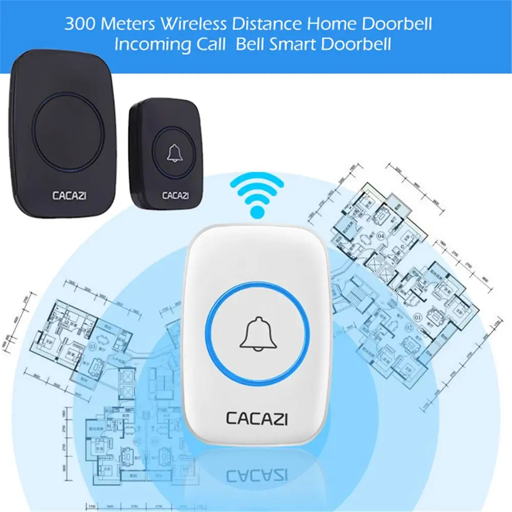 

Дверной звонок CACAZI, 300 метров переменного тока, бытовой, питание, защита от помех, беспроводное расстояние, домашний дверной звонок, входящий...