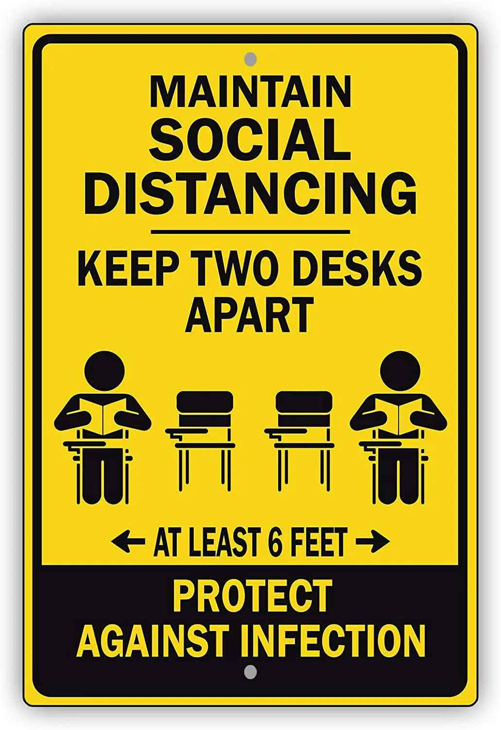 

Afterprints Maintain Social Distancing Keep Two Desks Apart Indoor Outdoor Caution Novelty Aluminum Metal Sign 12"x8"