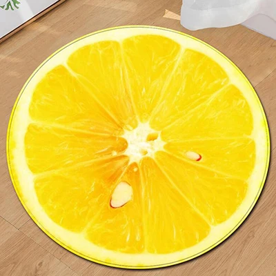 lemon Освежающий летний круглый ковер фруктовый 3D мягкий коврик для йоги нескользящие коврики Kiwi арбуз напольный коврик для детской комнаты домашний декор - Цвет: lemon