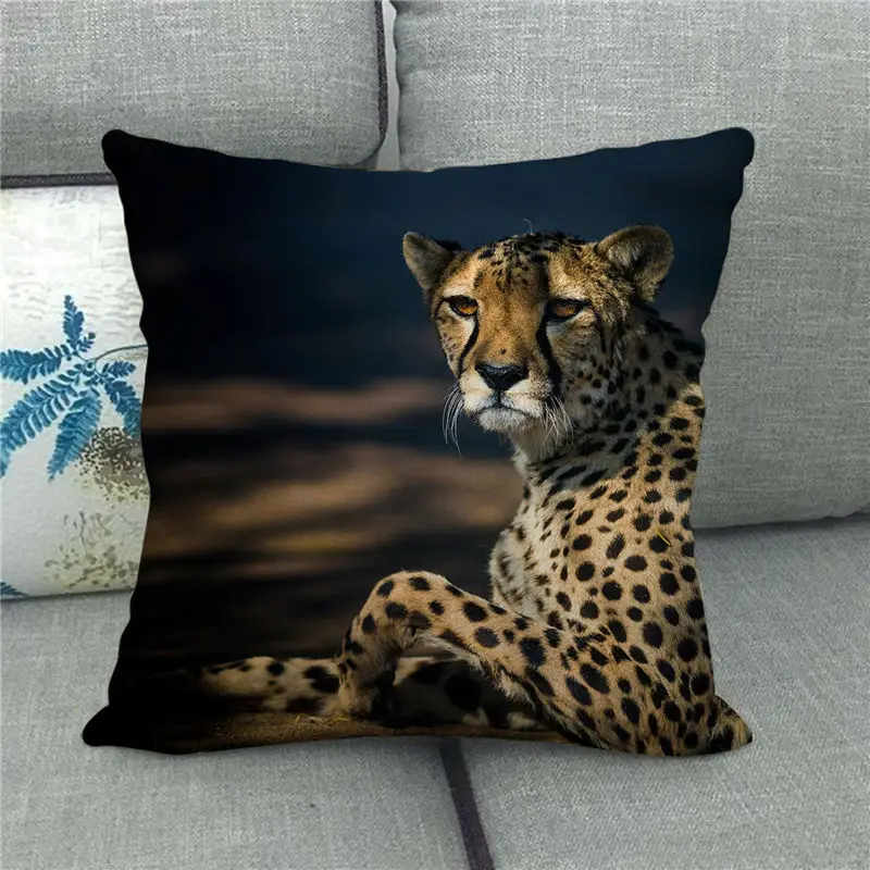 

Home Decor Square Pillow Case African Animals Sofa Throw Cushion Cover For Living Room Eagle Printing Linen Pillowcase 45X45CM