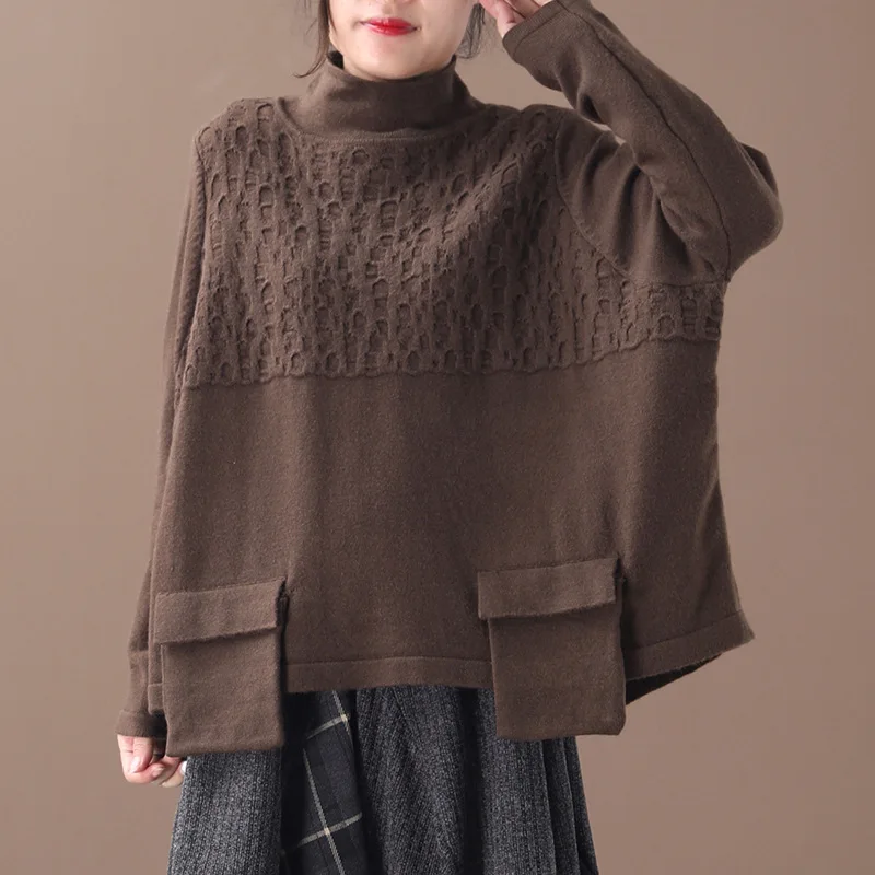 Ретро зима 2019 новый свободный большой размер литературный трехмерный карман