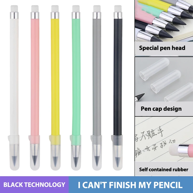 1Pc Technology Unlimited Writing Eternal Pencil Black Inkless Pen Magic Macaron Color Free Sharpening | Канцтовары для офиса и