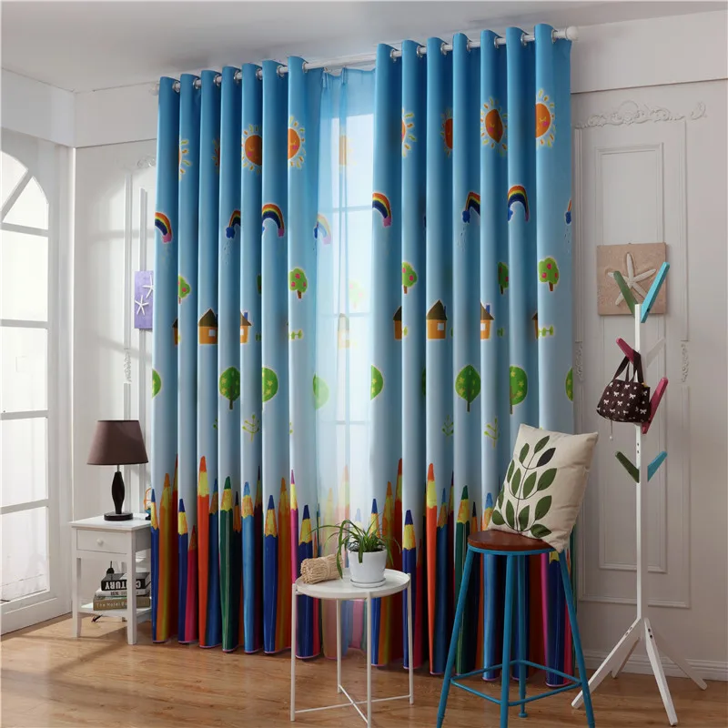 Шторы-карандаши GYC2432 для детей занавески на окна с мультяшным принтом прозрачный