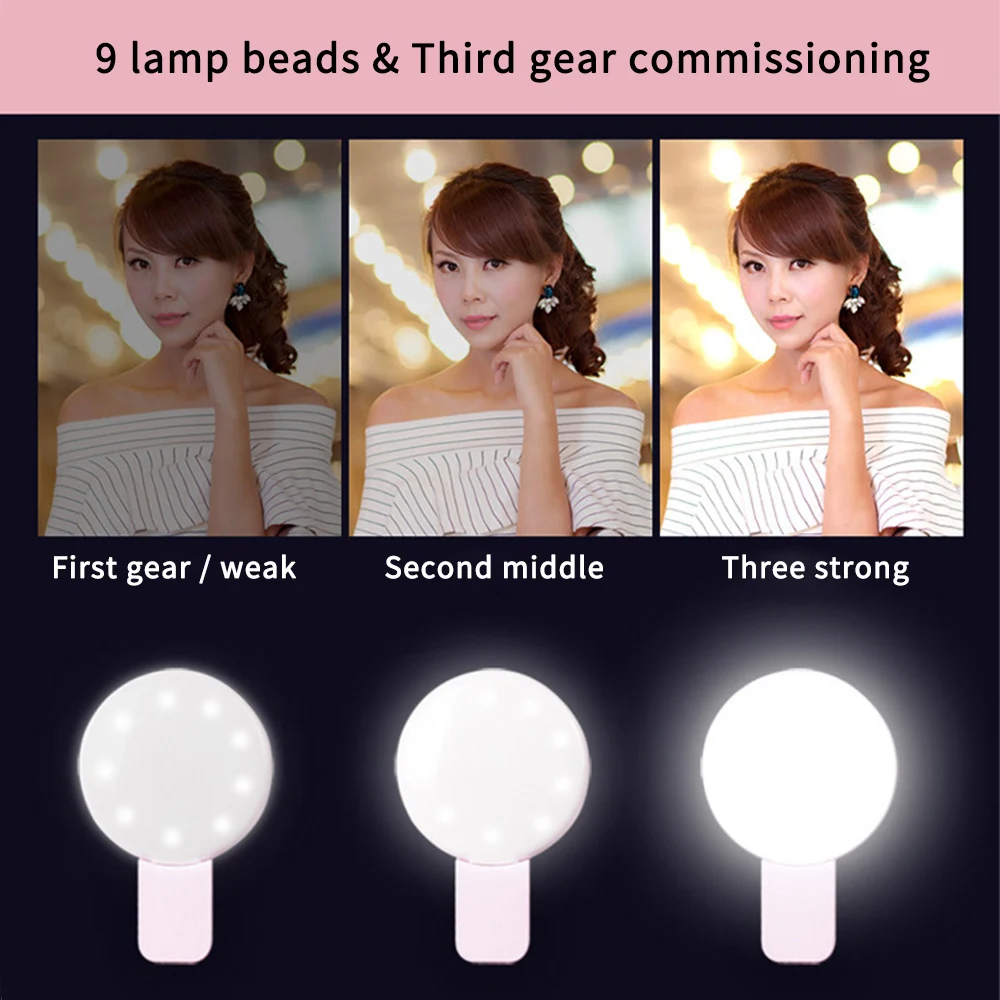 

Portable Selfie Ring Light For Phone LED Soft Ring Light Clip Lamp Photography Makeup Mobile Phone Lens for iPhone iPad Samsung