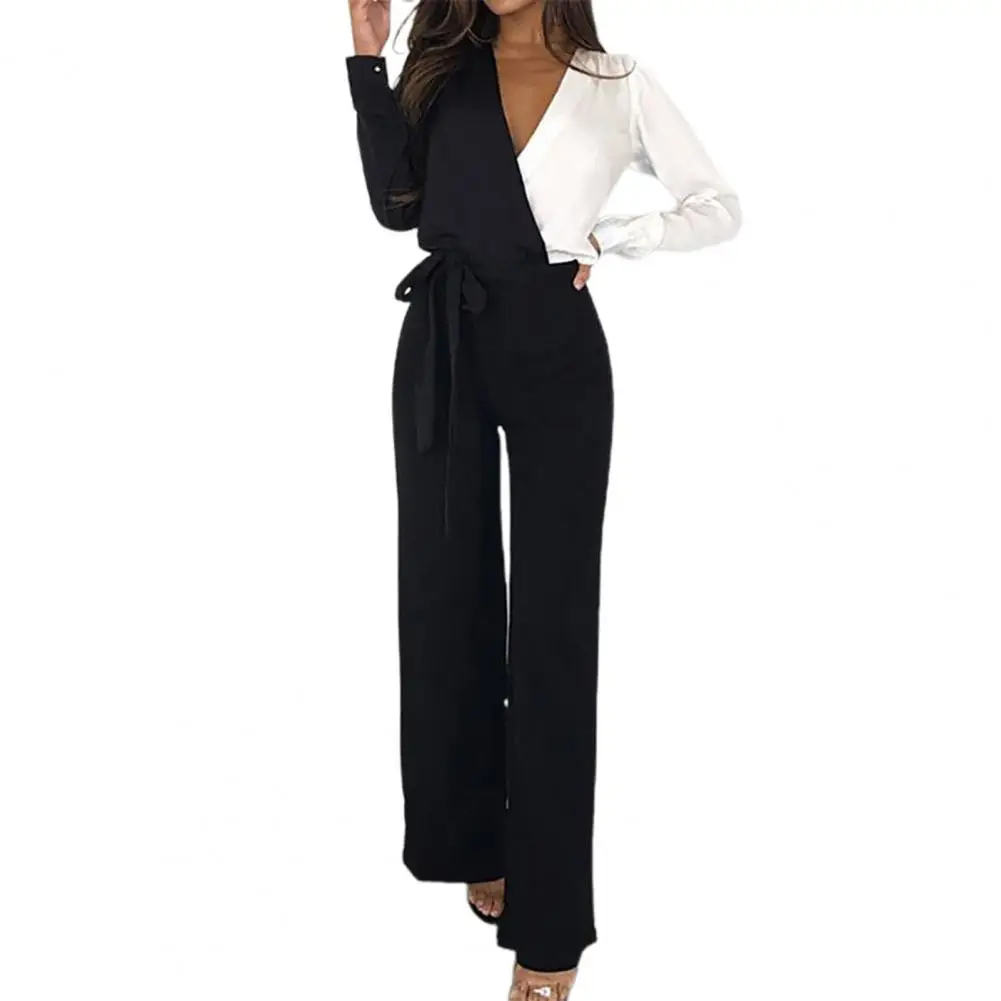 

Soft Popular Black White Women Casual Jumpsuit Breathable Shirt Jumpsuit Wide Leg for Dating